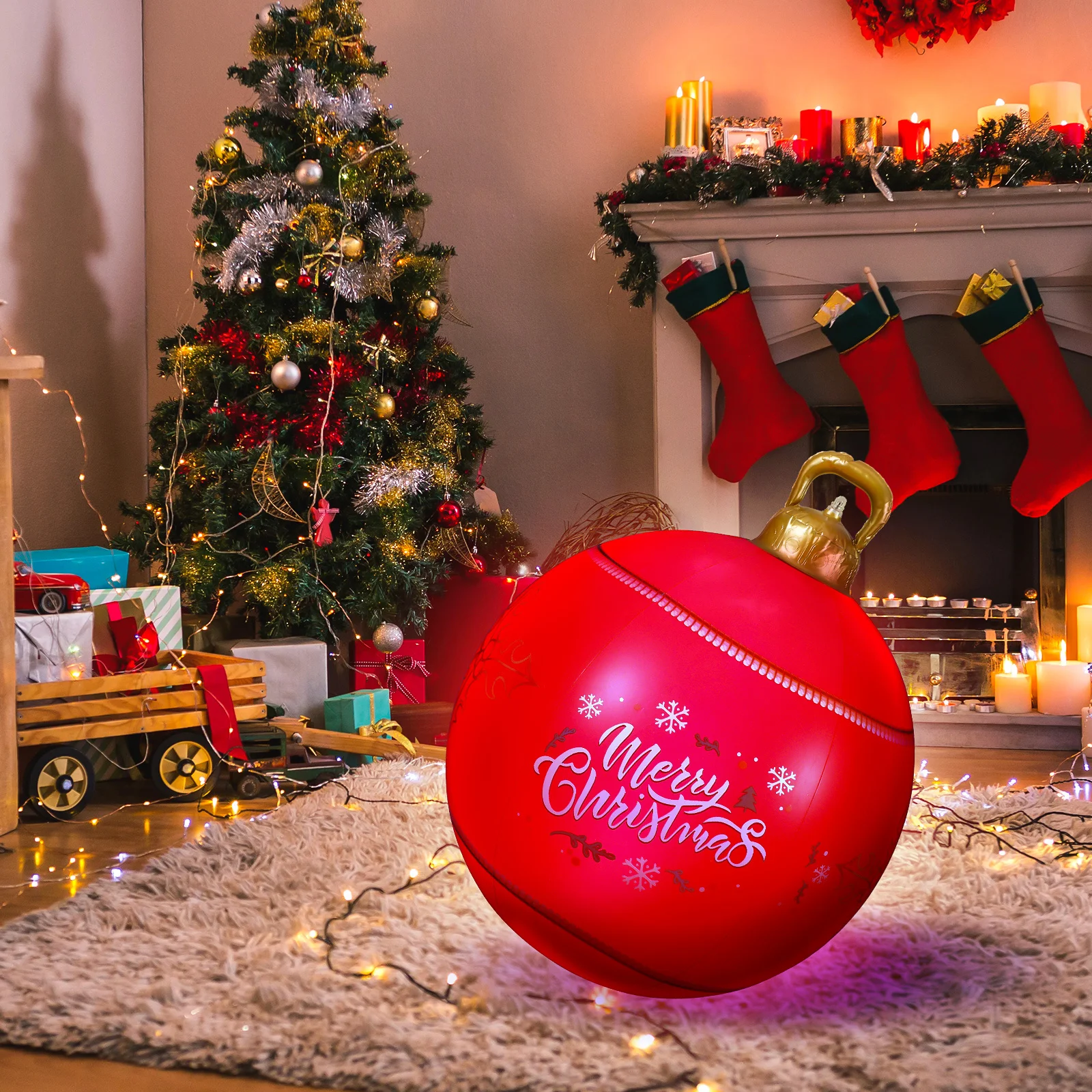 

1Set LED Light Up Christmas Inflatable Ball Multicolor Remote Control Xmas Outdoor Decoration Glowing Decorative Xmas Party