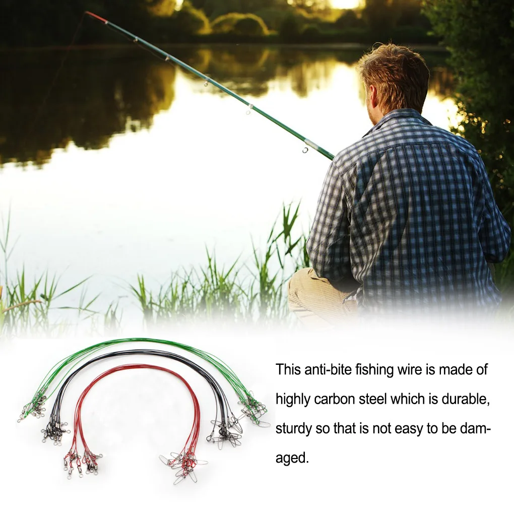 10 Pieces Set Carbon Steel Anti-bite Fishing Wire Fish Line Cord Sea Boat