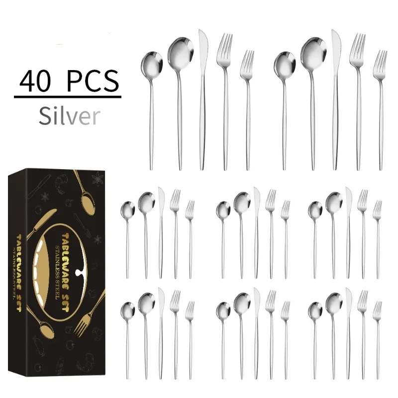 

401 Stainless Steel CutlerySet of 40 Western Steak Dinnerware Set Cutlery Set Dinner Set