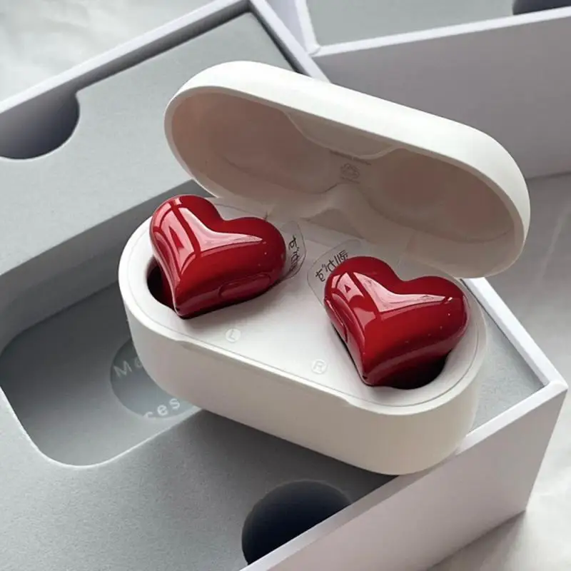 2/5/10PCS New Heartbuds Heart Headset Heart-shaped Headsets Cute Wireless Heart-shaped Headsets Intelligent Noise