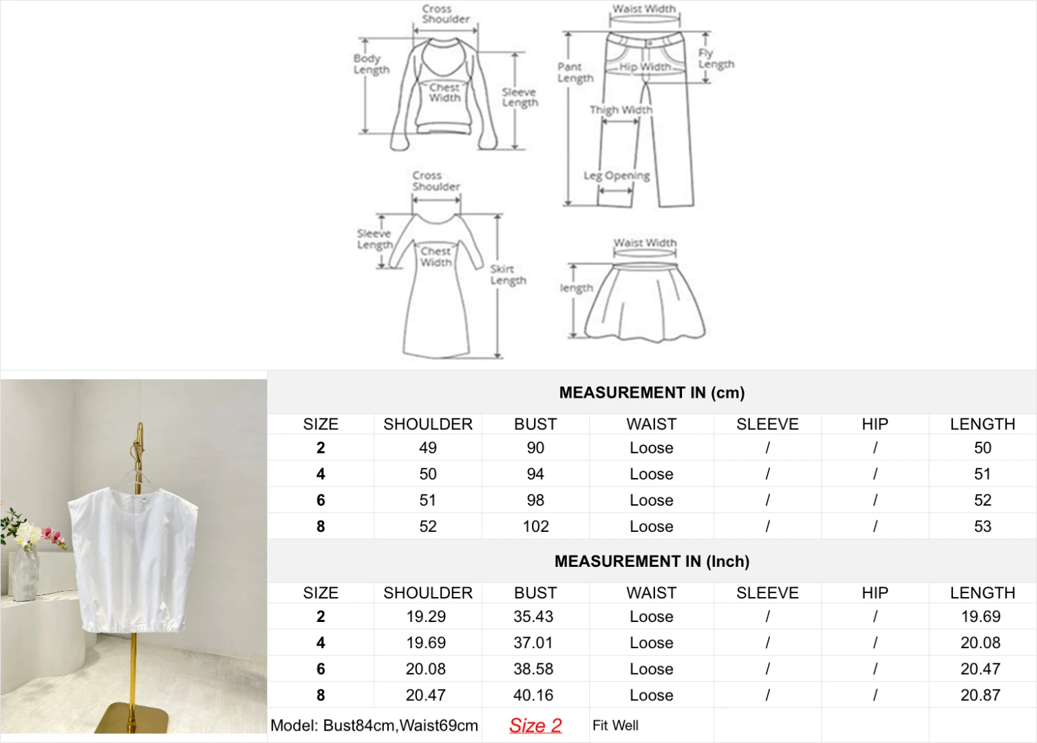 2025 Nuevas y hermosas blusas sin mangas de color café/blanco