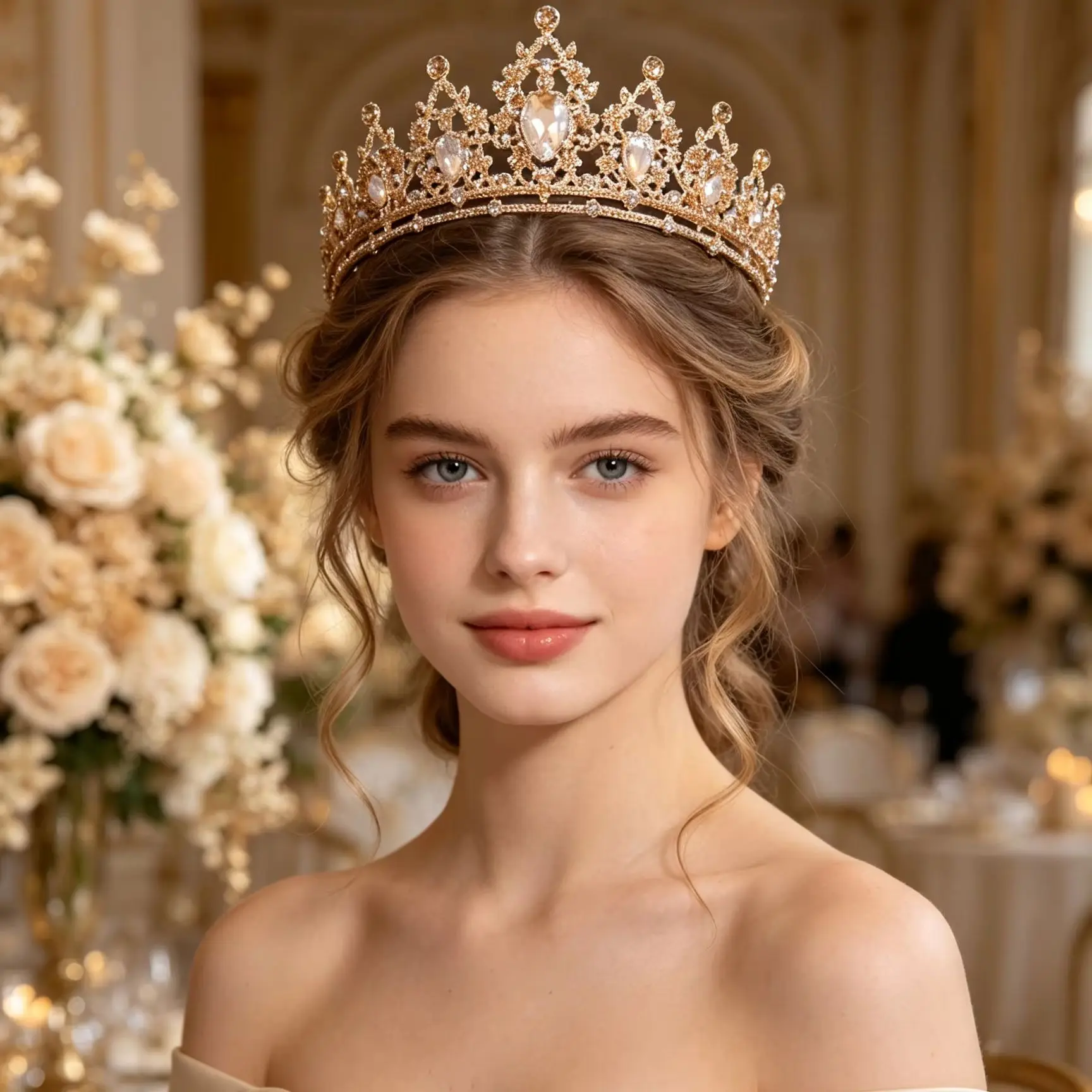 Rhinestone Ladies Baroque Crown Wedding Headdress Exquisite Crown Suitable for Ladies' Ball Activities Valentine's Day Gifts