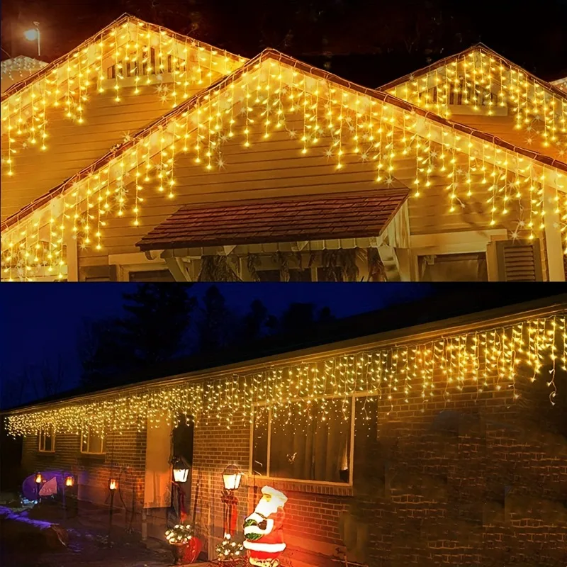 Christmas Decoration 2023 LED Curtain light Droops 0.4-0.6M Icicle Light Outdoor Street Garland On The House New Year 2024 Decor