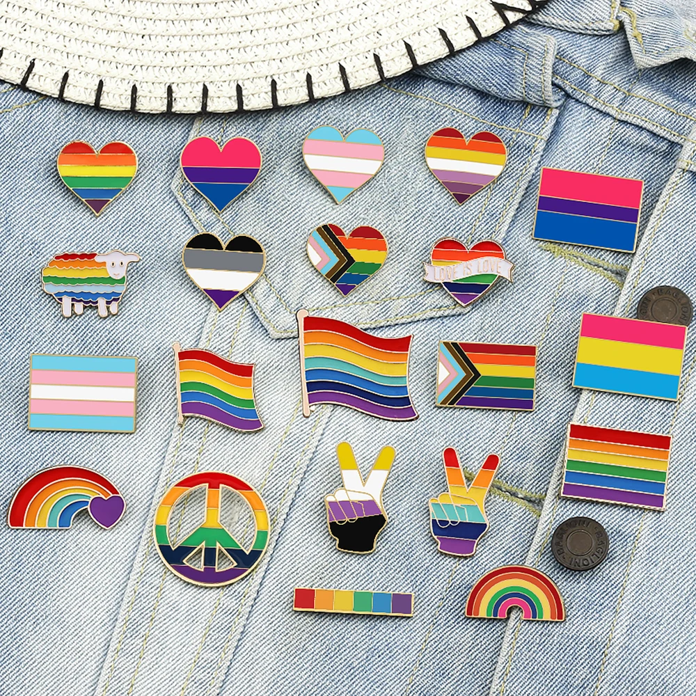 LGBTQ-Alfileres de esmalte personalizados, broche de bandera de arco iris, orgullo, lesbiana, Gay, Pansexual, Asexual, Bisexual, transgénero,