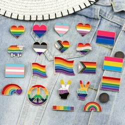 LGBTQ-Alfileres de esmalte personalizados, broche de bandera de arco iris, orgullo, lesbiana, Gay, Pansexual, Asexual, Bisexual, transgénero, símbolo, insignia de corazón, joyería