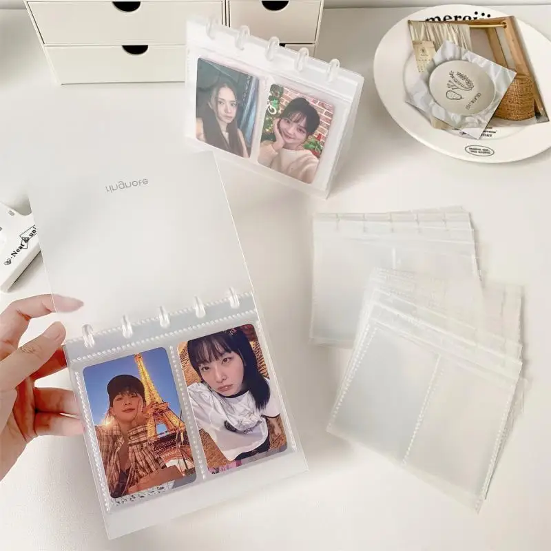 New New Minimalist Style Transparent Desktop Album Storage Book 3Inch 2 Grid K- Idol Photo Card Display Stand