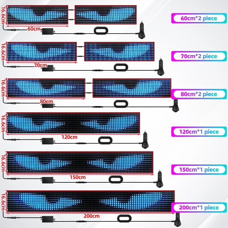 12V 24V Truck Devil's Eye Light LED Matrix Pixel Panel Car Ambient Lights Soft Foldable Remote Control For Board Windshield