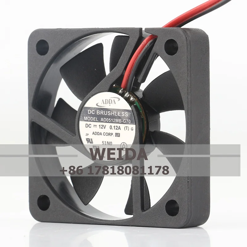 

Original Authentic ADDA AD0512MB-G70/AD0512MB-G71/AD0512MB-G76 DC12V 0.12A 5015 chassis switch cooling fan 50*50*15MM