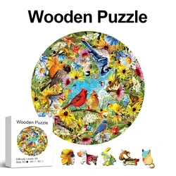 Birds Wooden Jigsaw Puzzles Art, Unique Animal Shaped Pieces Stress Relieve Toys, DIY Leisure Game for Family, Home Decor