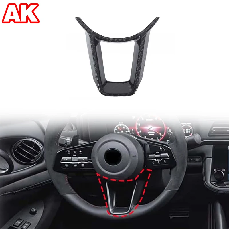 

Для Nissan Z 400Z RZ34 Fairlady Z 2023-2024 настоящее углеродное волокно, кнопка рулевого колеса автомобиля, накладка, аксессуары для салона автомобиля
