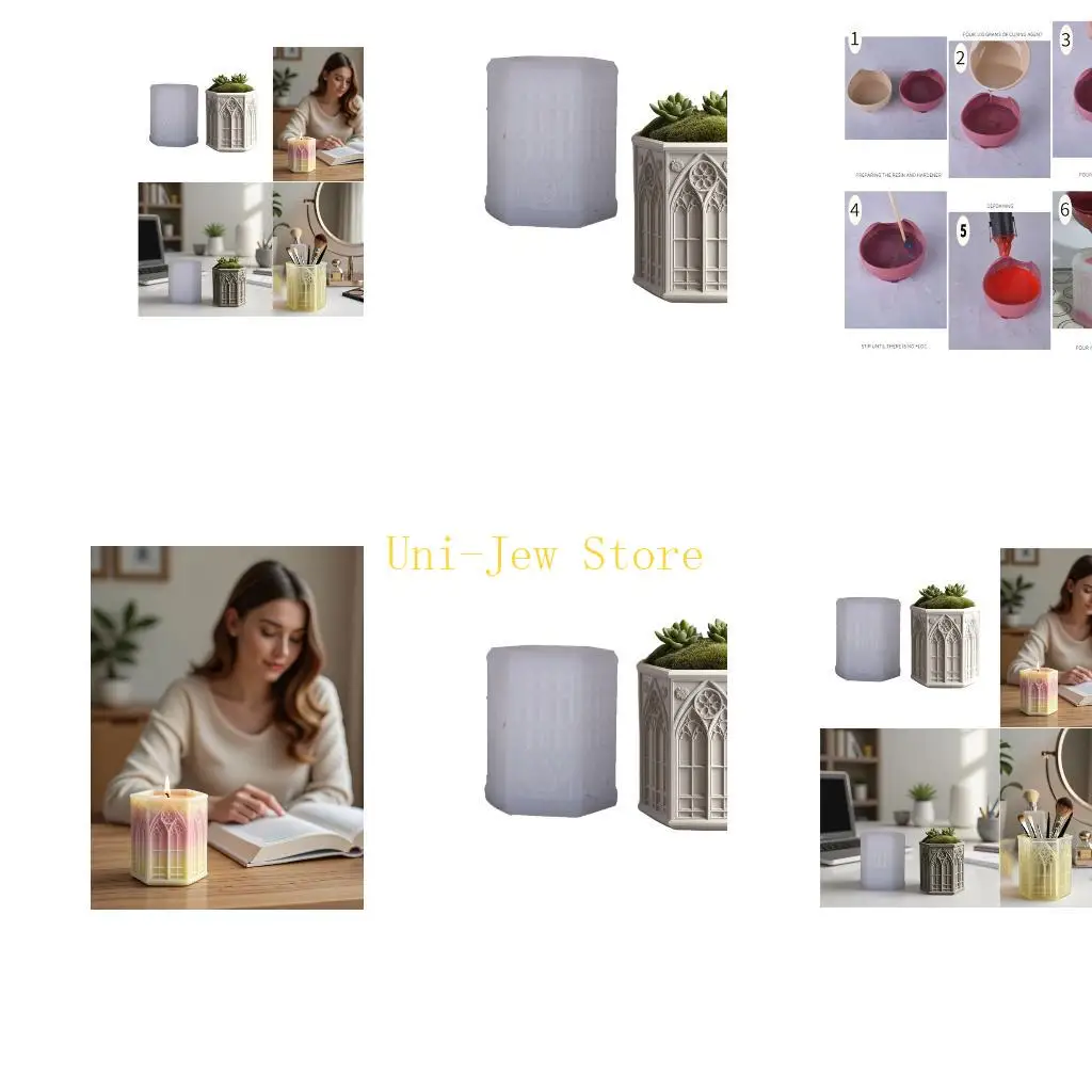 

40GB Church Window Relief Planter Silicone Mold For Resin Jewelry Container Crafting And DIY Home Decoration