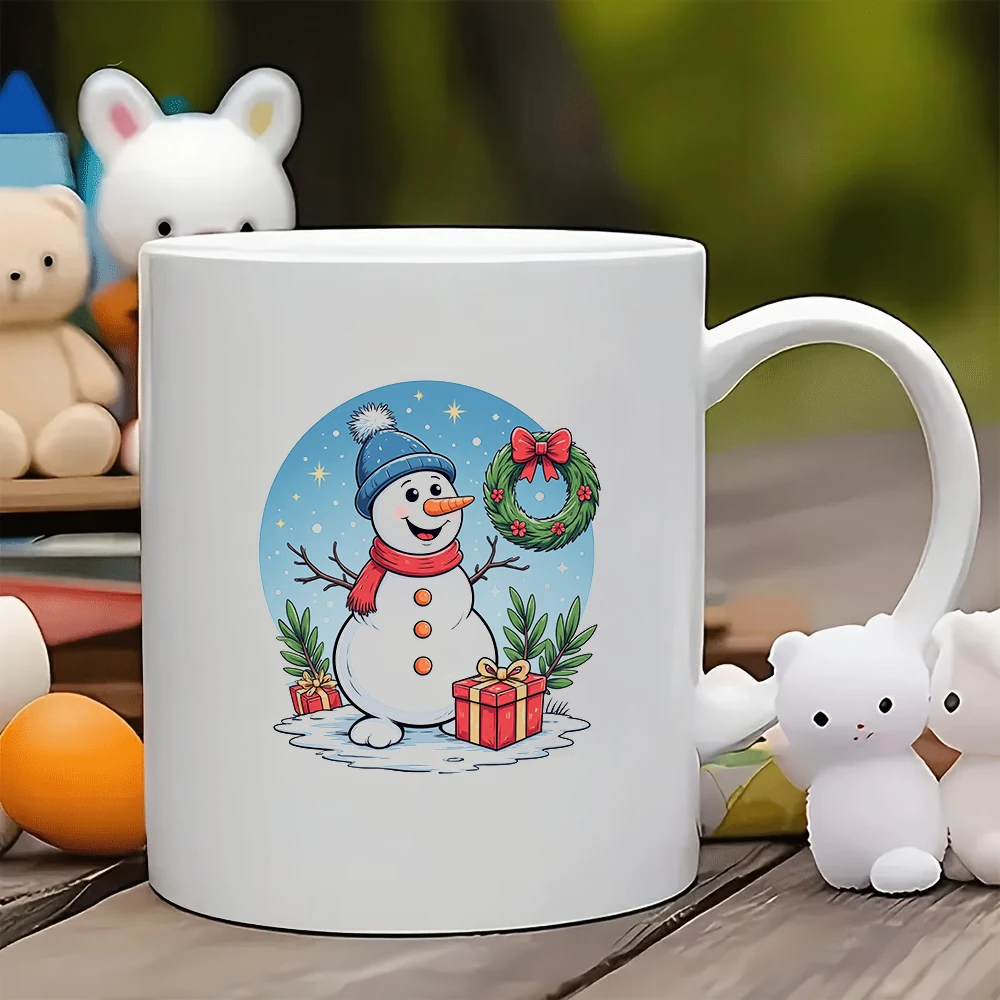 

11oz Mugs + Cartoon Snowman Christmas Gift Kids Water Bottle Home Office Coffee Cup Set