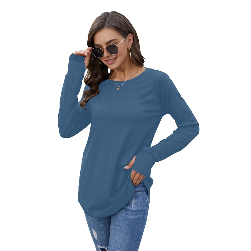 

CGS-Womens Trendy Fall Tops Oversized Long Sleeve Thumb Holes Shirts Casual Crewneck Loose Fit Fashion Clothes