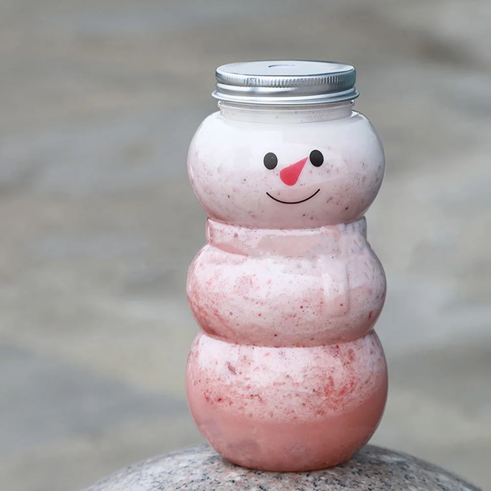 

12pcs Sealed Packaging Bottles Snowman Design Pet Plastic Juice Water Bottles For Party Home Cafe Kitchen Bar Use