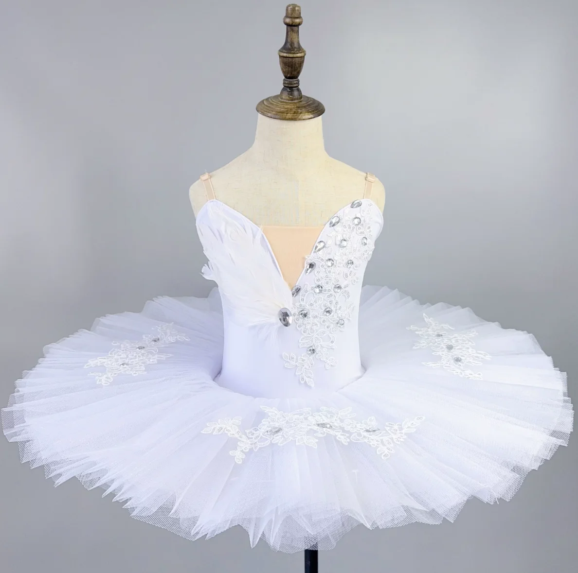 

Crystal White Feather Professional Ballet Tutu Dress Classic Ballerina Ballet Dance Costume Pancake Platter Tutu Women