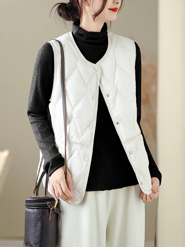 

Slim Fit Lightweight Cotton Vest Women's plus Size Faionable Inner Wear Layered Sle No-Sve Coat Casual Winter Outerwear