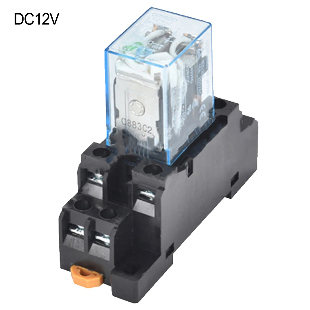LY2NJ DIN السكك الحديدية مرحل كهرومغناطيسي صغير مع DC12V/24V/AC24V/110V/220V لفائف الطاقة 8Pin المقبس قاعدة وشملت