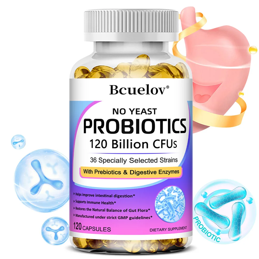 Probiotics 120 Billion CFU with Prebiotics & Digestive Enzymes, Supports Digestion, Gut Flora, Bloating Relief & Immune Health