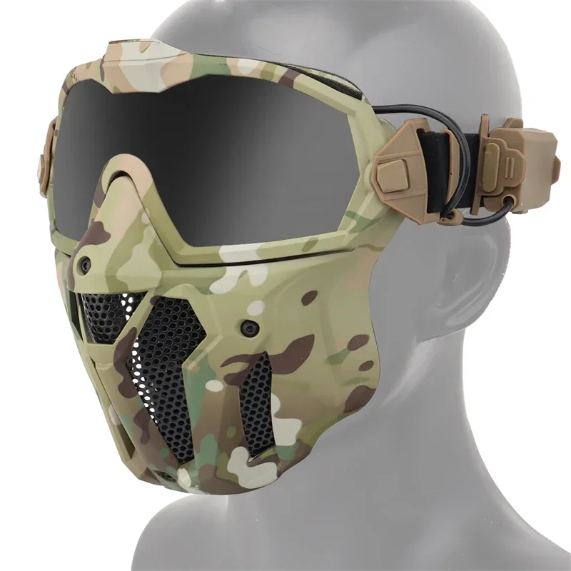 ERQYGRA Tactical Half Face Mask Anti-fog Fan Paintball Shooting Protective Equipment Wargame Airsoft Sports Safety Accessories