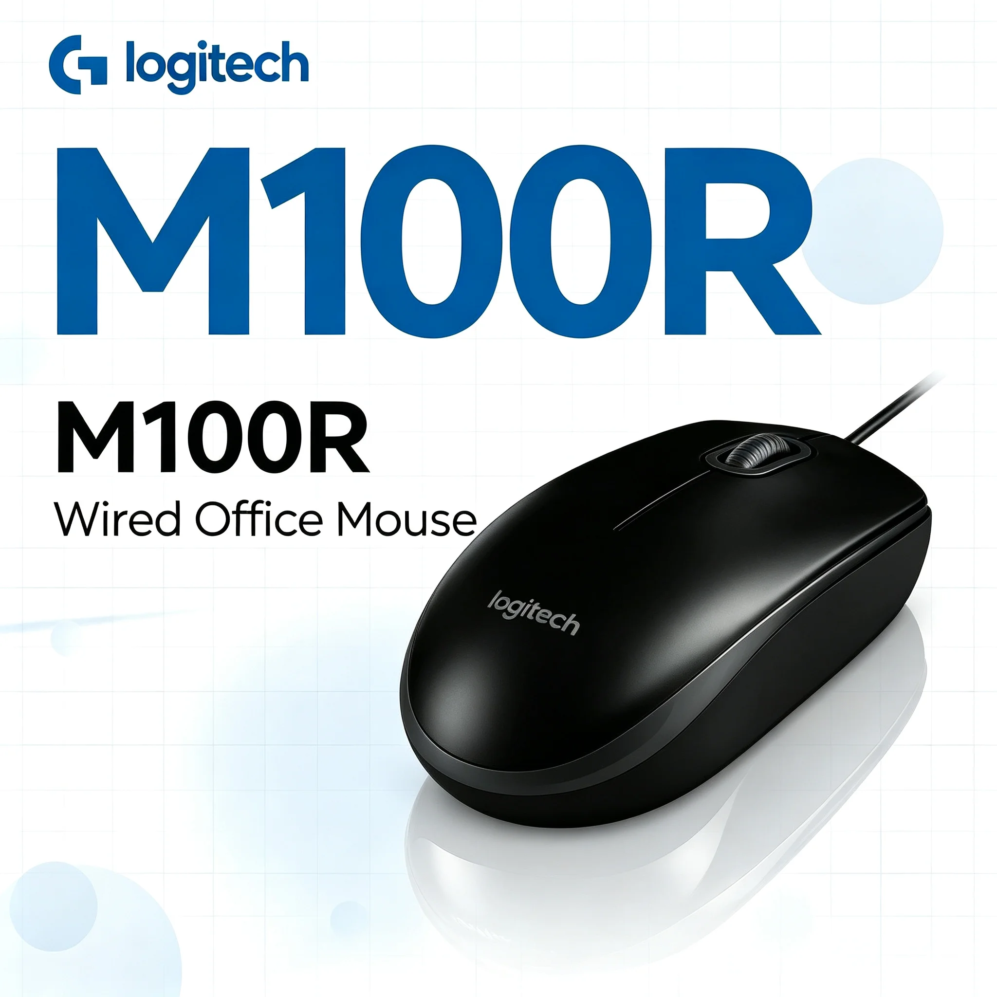 Logitech M100R Wired Optical Mouse Cost-effective USB Mice for Office Laptop Use