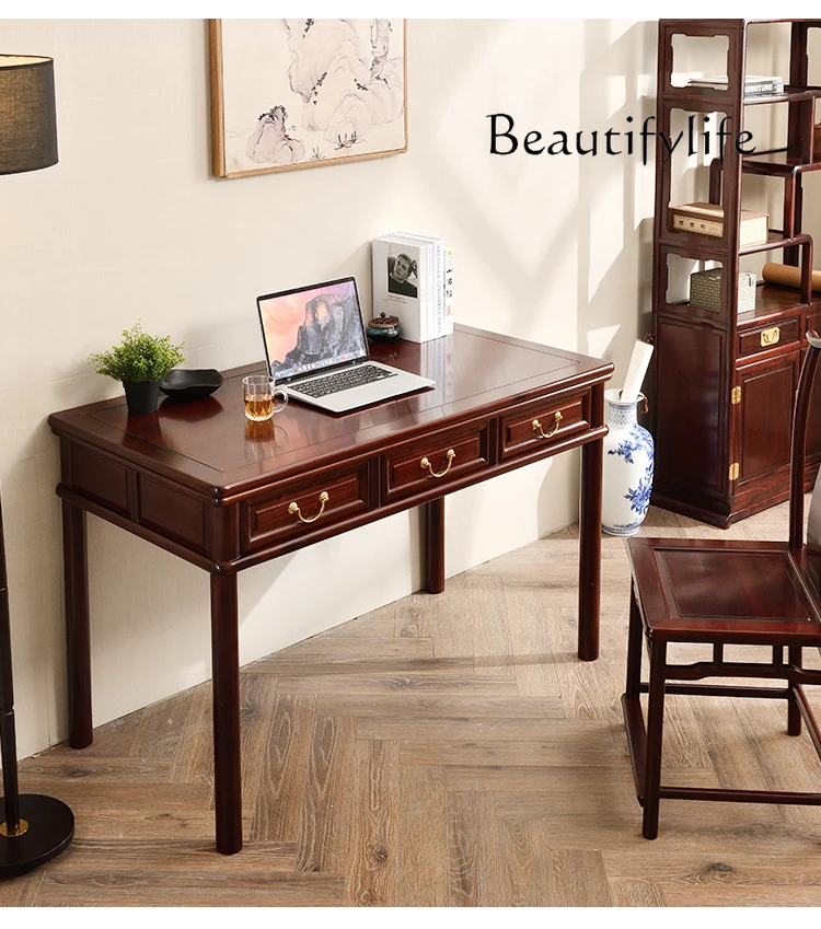 

Simple Retro Sandal Wood Writing Desk Chinese Style Solid Wood Study with Drawer Design Painting Table