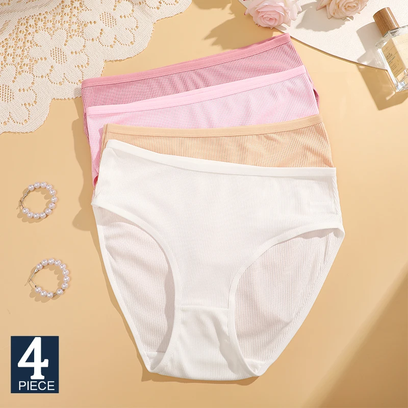 

FINETOO, 4 шт./компл., сексуальные женские трусы со средней талией, сексуальное дышащее нижнее белье, эластичные спортивные трусики для девочек, удобное нижнее белье