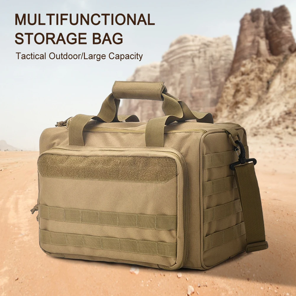 Gun Range Storage Bag Tactical Gun Range Bag with Multiple Compartments Molle System Outdoor Hunting Accessory for Handguns Ammo