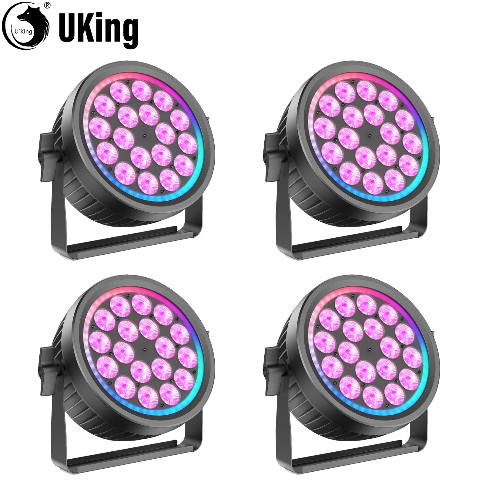 

U'King 1/2/4Pcs 200W Quiet Par Lights 18X10W RGBW LED 16.7M+ Colors Stage Lihghts With RGB Ring DMX512 For Wedding Party KTV Bar