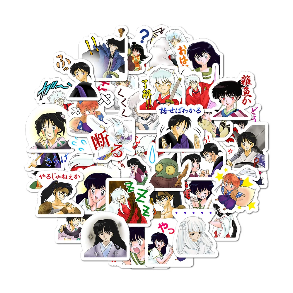 40Pcs Funny Inuyasha Cartoon Children Sticker DIY Phone Laptop Notebook Suitcase Waterproof Sticker Kids Toy Decor Lables