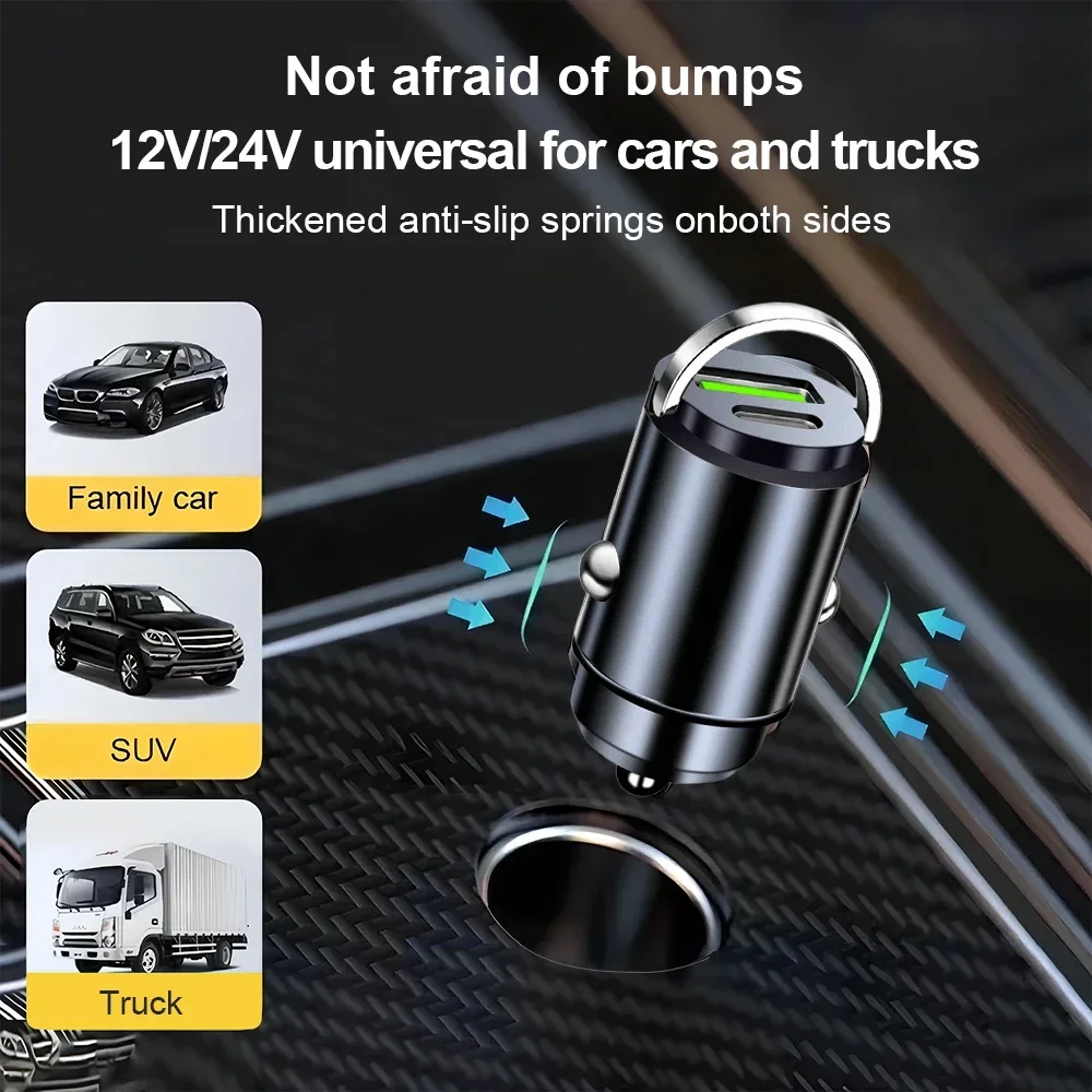 USB 100W Mini Car Charger Fast Charging Cigarette Lighter in Car For Xiaomi Samsung Huawei QC3.0 PD Type C Car Charger