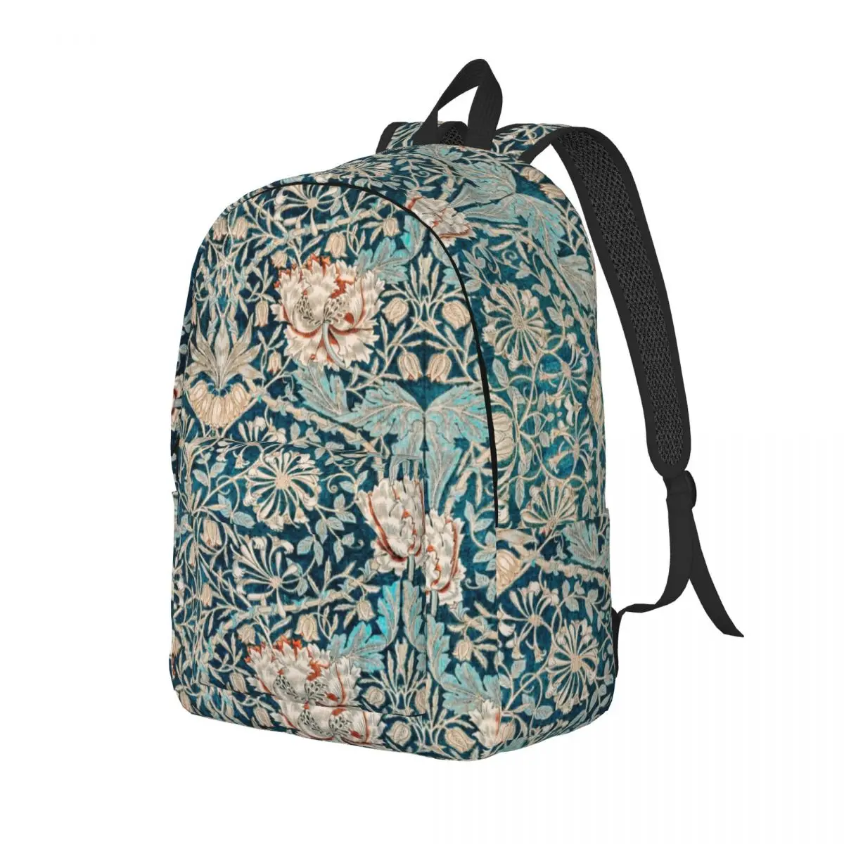 William Morris Flower Backpack for Boy Girl Student School Bookbag Victorian Canvas Daypack Preschool Kindergarten Bag Hiking