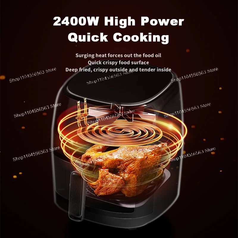 Freidora de aire visual de 8 litros - Voltaje dual de 110 V/220 V para uso doméstico con ventana de visión clara