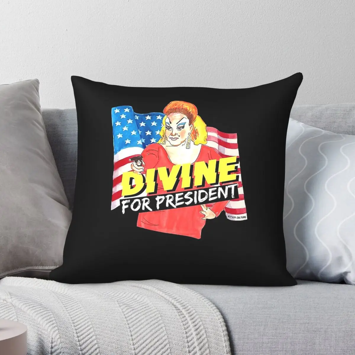 Divine For President Cool Square Pillowcase Polyester Linen Velvet Printed Zip Decor Throw Pillow Case Home Cushion Cover