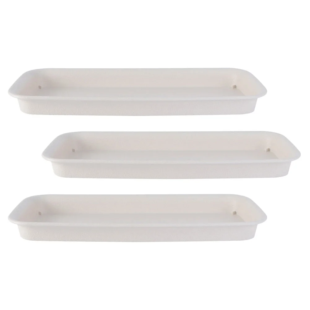 Piattini di plastica per vasi da fiori rettangolari da 3 pezzi 21x8 5 cm Beige Prevenire perdite Vasi per piante durevoli Vassoi Vassoi a terra