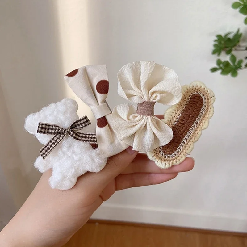9pcs/set Girl Hair Clip Set Bow Barrettes Bear Hair Clip For Girl Flower Hairpin