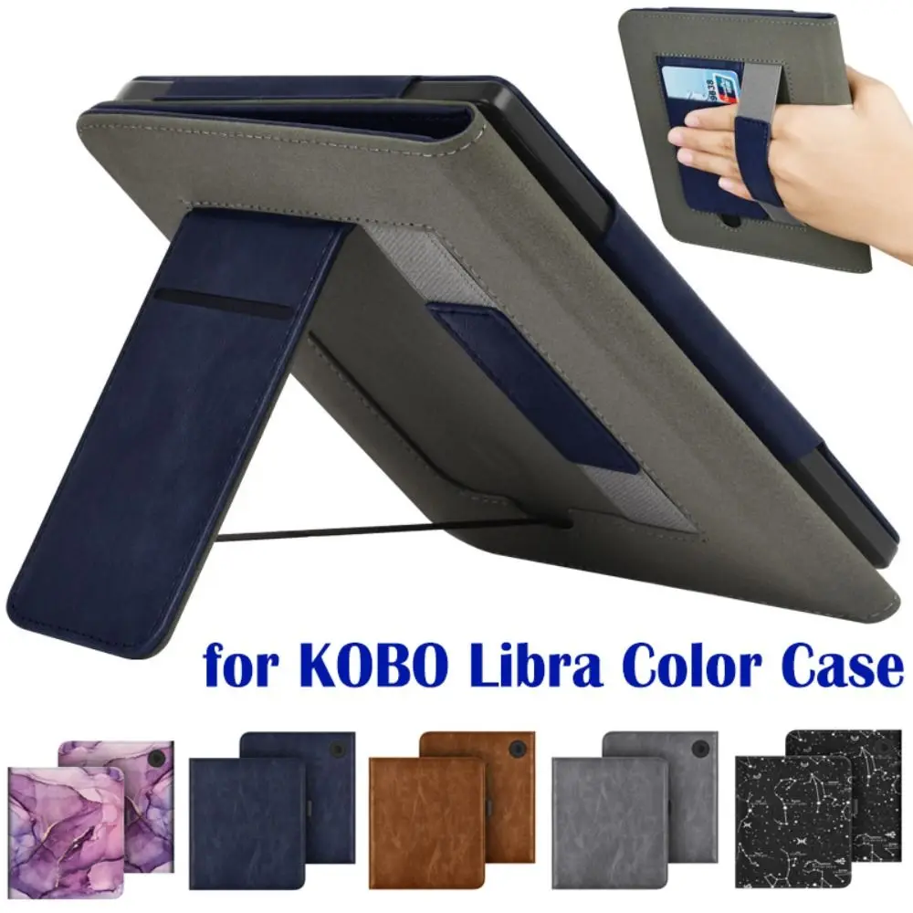 

Hand Support 7 inch eReader Case Auto Sleep/Wake PU Leather N428 Smart Cover Anti Scratch Shockproof for KOBO Libra Colour 2024