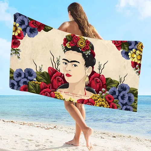 Frida Kahlo 초극세사 비치 타올, 빠른 건조 어린이 비치 담요, 부드러운 유니섹스 캠핑 풀 타올, 1PC 