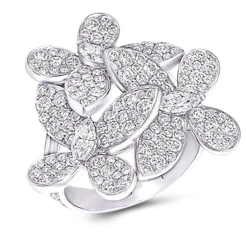 

Кольцо с цирконом в форме цветка для женщин, праздничное украшение, новинка для трансграничной торговли, модель R6051, модный аксессуар