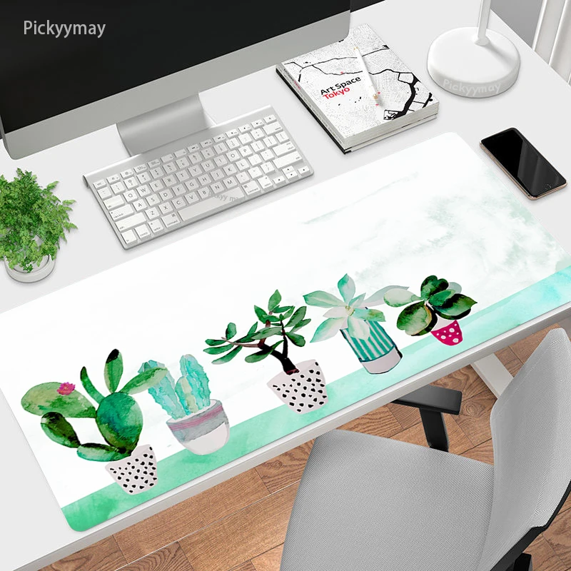 Tapis de souris motif plante de dessin animé, accessoire de bureau, XXL, pour Gamer, ordinateur de bureau