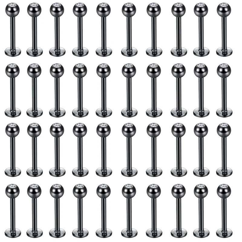 40Pcs/set 316L Stainless Steel Labret Piercing Jewelry, Lip Rings Nose Rings Nose Studs Cartilage Tragus Conch Earring Studs