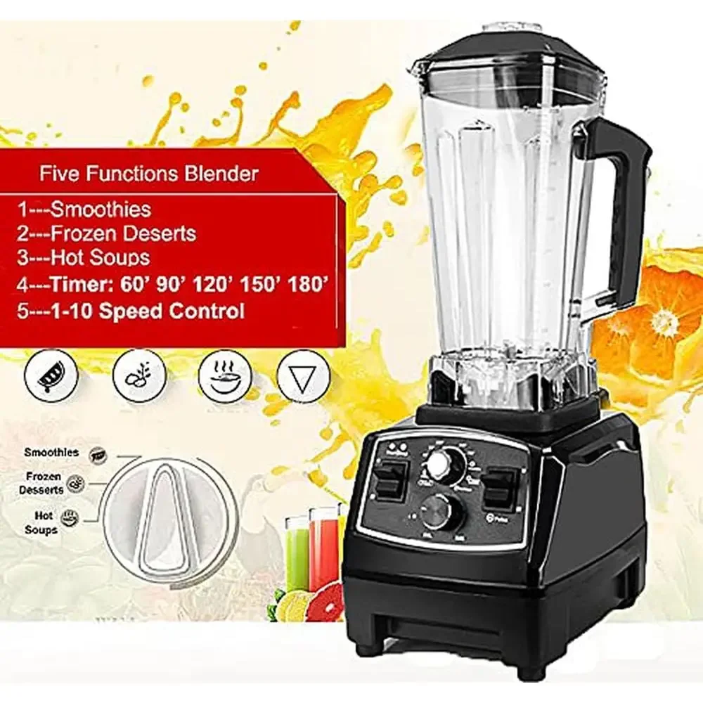 2200W High Speed 2L Smoothie Blender Juicer Mixer Timer Automatic