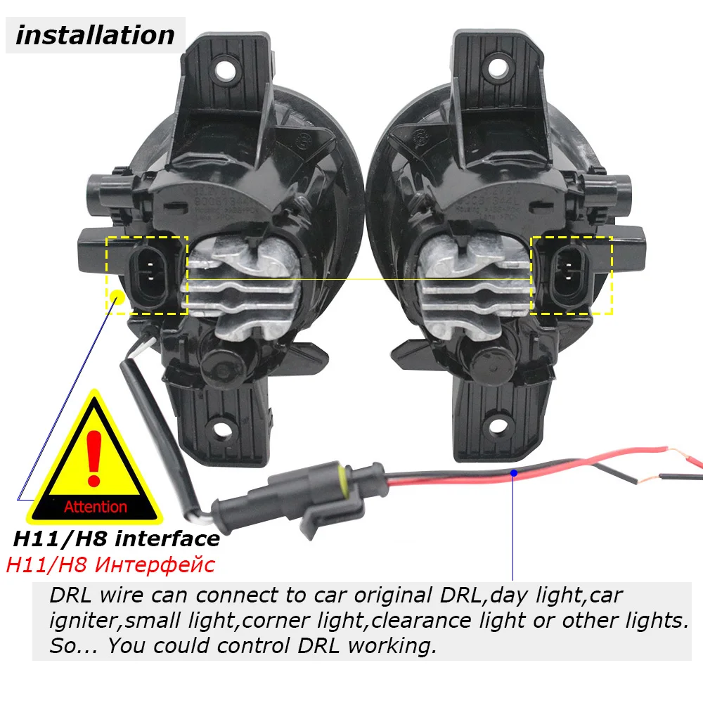 LED Fog Lights Assembly for Nissan Pulsar 5-Doors C13 VI 2014 2015 2016 2017 PTF with Clear Lens Angel Eye DRL Car Fog Lamp 30W detail image 4