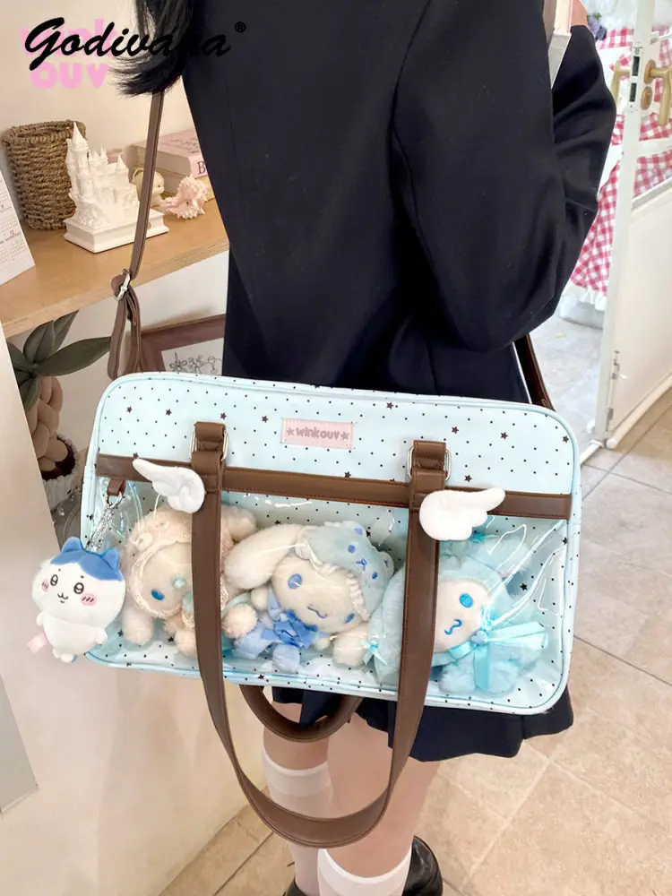 Japanese Style Pain Bag Daily Student Girls Cute Stars Casual Shoulder Uniform Crossbody Outdoor Handbag Large Capacity Baby Bag