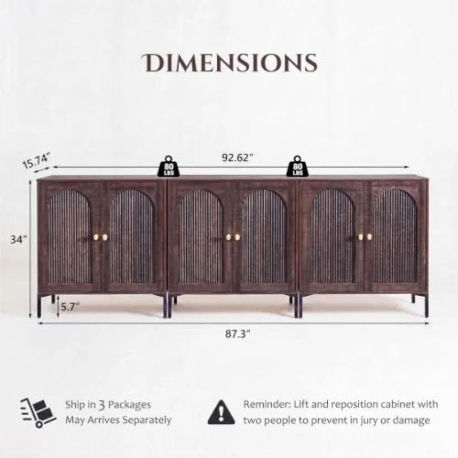 Mid Century Modern TV Stand for Living Room, Wood, Walnut, 92.63 W with Open Shelving and Cable Management