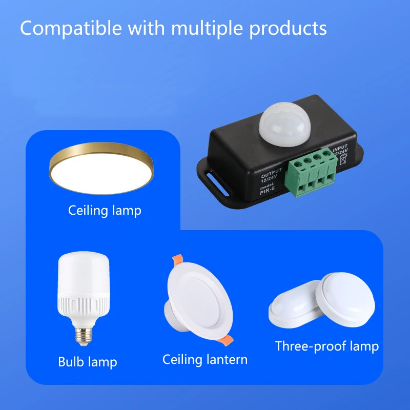 สวิตช์เซ็นเซอร์ร่างกายมนุษย์อินฟราเรด, โมดูลเซ็นเซอร์ฝังในครัวเรือนในร่ม, ตัวควบคุมหน่วงเวลาอัจฉริยะแบบปรับได้