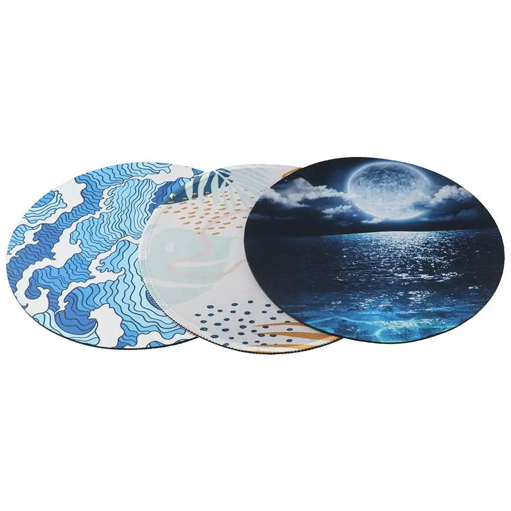 

+rubber+pu Computer Office Mouse Pad 7.8 X7.8 Inch Circular Dormitory Office Desktop Pad Multicolour Cute Mousepad Office