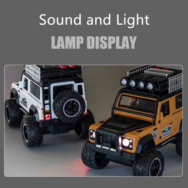 1:32 Land Rover Defender SUV Alloy Car Model Diecast Metal Modified Off-Road Vehicles Model Sound Light Collection Toy Gift