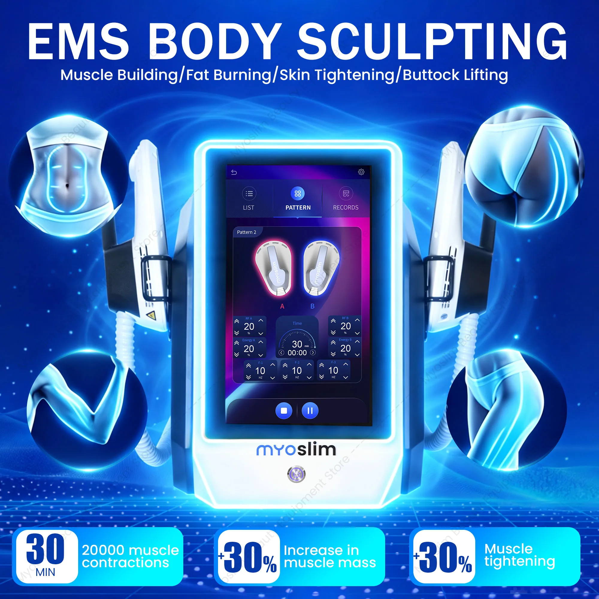 MYOslim 6500W 15Tesla Fat Removal Contouring Muscle Electric Stimulation Ems Body Sculpt Slimming Muslim Sets Machine