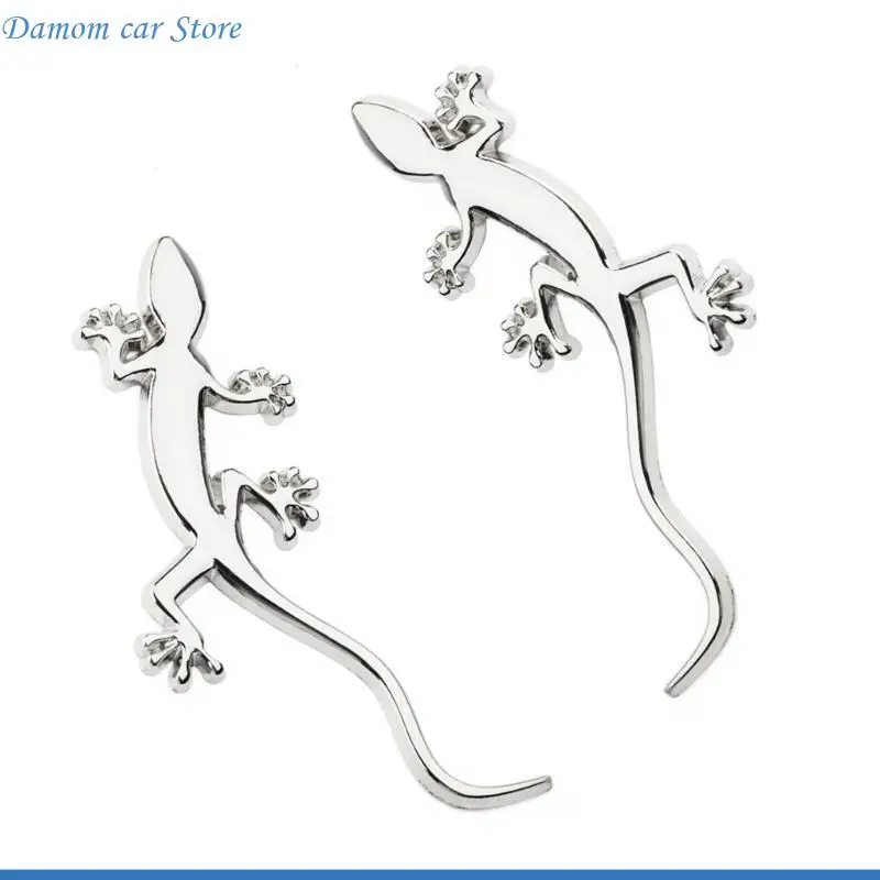 حزمة A2UC من 2 GECKOES CAR SCALS ملصقات السيارات المعدنية شارات الشارات للزينة الداخلية الخارجية على نمط السيارة الفريد #3