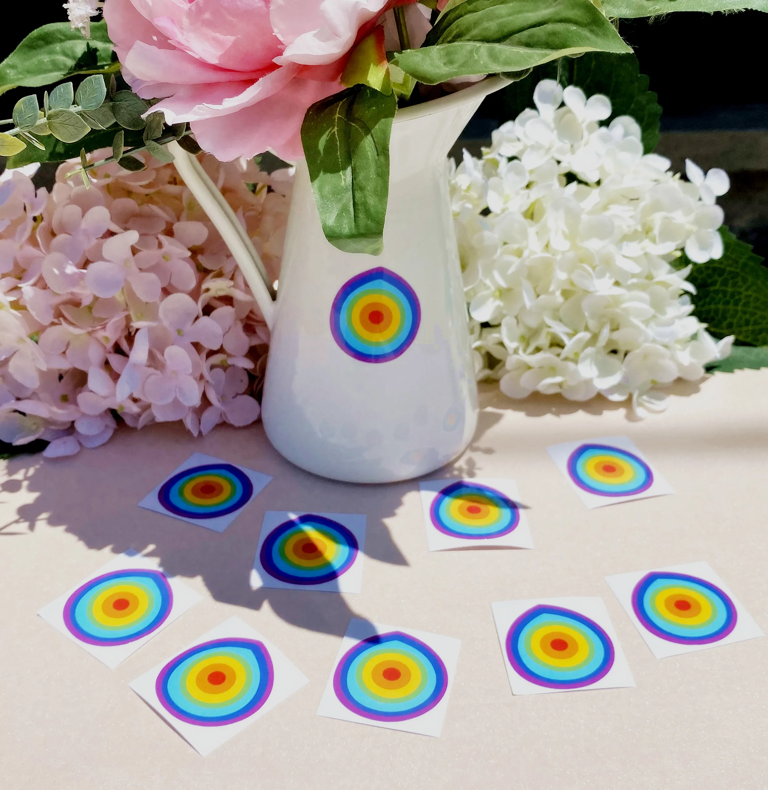 Rainbow Party Decorations Evil Eye Stickers Kid Birthday Home Table Centerpieces Vase Glass Decorations Turkish Eye Vinyl Decals